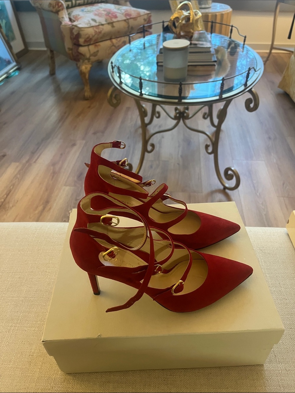 Marion Parke Mitchell Suede Heels in Classic Red - Picture 7 of 14